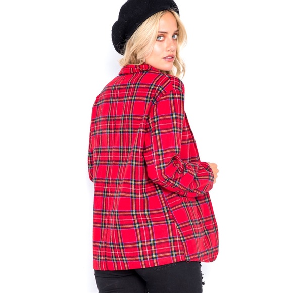 π Street wear stylish plaid Blazer - Picture 3 of 9